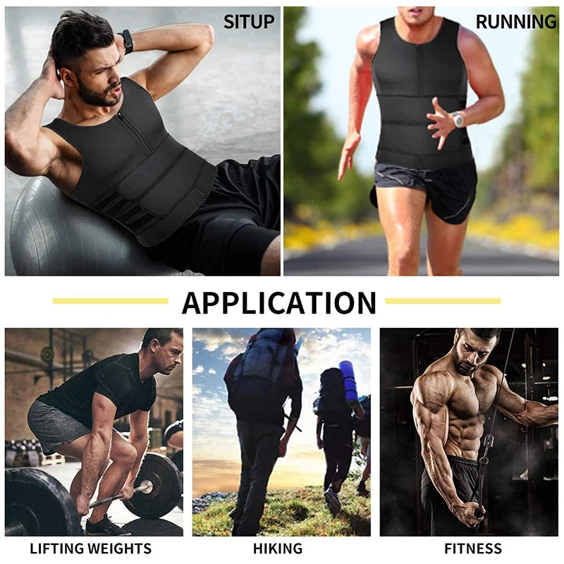 Neoprene Men'S Shapers Sweat Vest for Men Waist Trainer Vest Adjustable Workout Body Shaper with Double Zipper for Sauna Suit